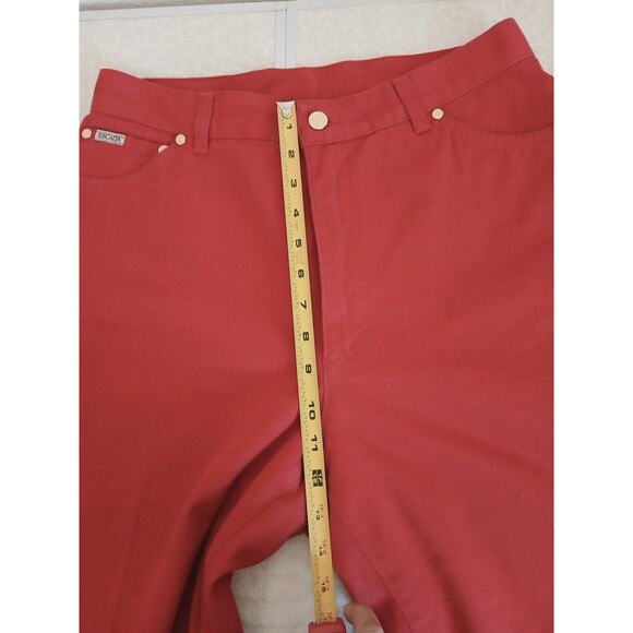Escada Womens Denim Red Pants Size 44 /12 USA Straight Leg High Rise Luxury - Picture 14 of 16